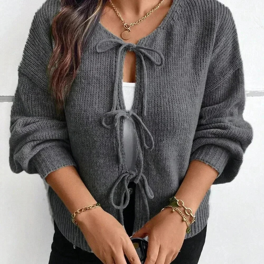 Grey Casual Women's Plus Size High Neck Loose Button Cape Warm Pullover Sweater - Picture 6 of 7